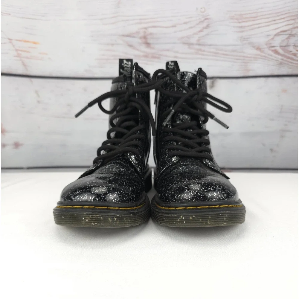 Kids Children's Dr Martens Boots Cosmic Glitter Combat Lace‎ Up Zip Youth Size 3